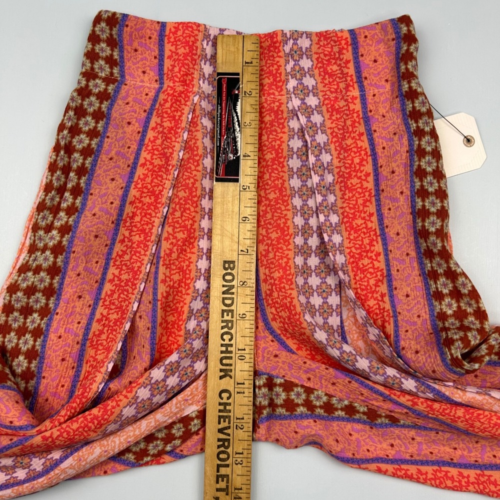 Billabong Split Spirit Pants Womens XS Multi Boho Stripe High Waist Leg Slit NEW - Picture 8 of 10